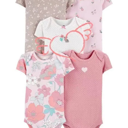 5pcs/set Cotton Soft Comfortable Baby Bodysuits Short Sleeve One-Pieces for Newborn Infant Summer Bebe Clothes Baby Shower Gifts