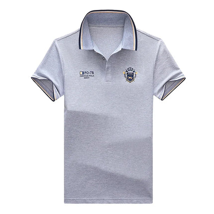 New Men's Business Casual Short Sleeved Shirt Embroidered Solid Color Polo Shirt Fashion Breathable Comfortable Versatile Top