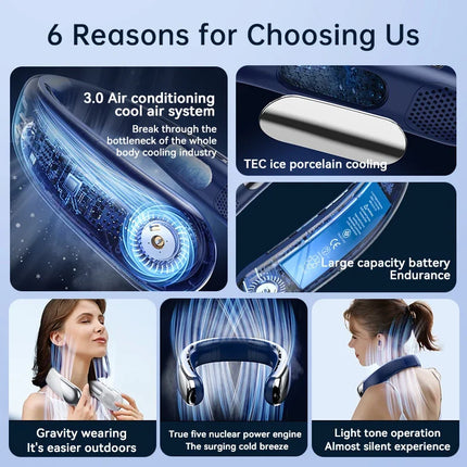 Lenovo Neck Fan Air Conditioner Ultra Hanging USB Rechargeable Semiconductor Refrigeration Leafless Fan 5 speed Outdoor 2026