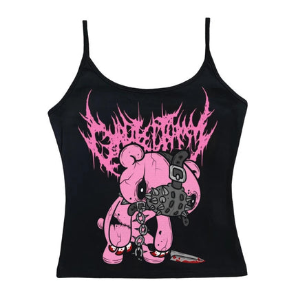 2000s Y2K Youthful Woman Clothes Bear Graphs Print Crop Top Fashion Street Shirt Summer Casual Tanks & Camis Coquette Emo Corset