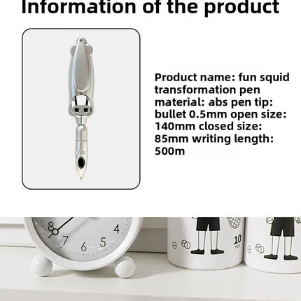 Fun Squid Pen Press Type Ballpoint Pen with Deformation Tech Viral Stationery for Office School Use Gift