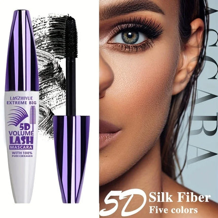 5D Mascara Waterproof Thickening Lengthening Curling Liquid Fiber Mascara Long-Lasting Curling Eyelash Extension Cosmetics
