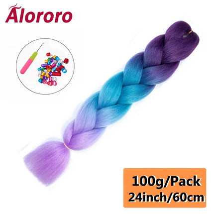 24 Inch Jumbo Braids for Hair Extensions Purple Synthetic Braiding Hair Accessories 100G/Pack Women DIY Hair for Crochet Braid