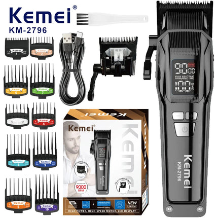 Kemei Hair Clipper 9000 RPM Professional Trimmer Adjustable Brushless Motor Haircut Machine Electric Trimmer for Men KM-2796