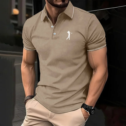 New men's solid color polo shirt, classic men's short-sleeved polo shirt, high-quality casual business polo shirt, social me