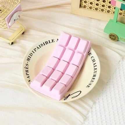 Pink Chocolate Bar Squishy Toy Slow Rising Soft Squeeze Stress Relief Fidget Toy For Kids Adults Anxiety Relief Fun Play