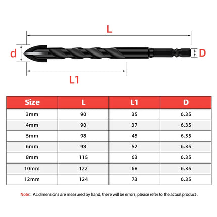TOOLEYE Cross Hex Drill Bit Set For Concrete Porcelain Tile Glass Metal Multifunction Drill Bits Kit Power Tools Drilling Drills