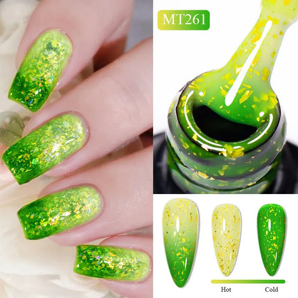 7ml Glitter Thermal Gel Nail Polish Temperature Color Changing Semi Permanent Soak Off Varnish For Manicure Gel Nail Supplies
