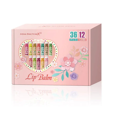 Moisturizing Lip Balm Set 36PCS, 12 Flavored Natural Lip Balms For Gifts Party Favors Bulk Fruit Lip Balms Dry Cracked Lip Care