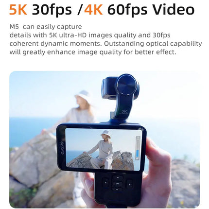 ORDRO M5 5K Vlogging Camera with 3-Axis Gimbal Stabilizer, 56MP Camcorder, IR Night Vision, 3.5" Touch Screen Video Camera