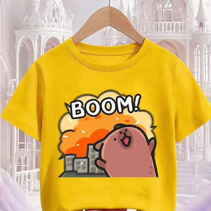 Kids Capybara Cute Kawaii T Shirt Summer Boys Girls Cartoon Crew Neck Fashion Street Casual Clothing 3 14Y