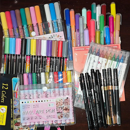 3-18pcs/set Nail Art Graffiti Pen Nail Marker Drawing Abstract Lines Fine Detail Floral Design Waterproof Nail Painting Manicure