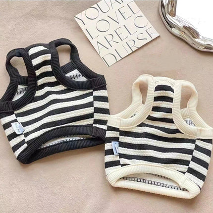 Striped Small Dog Vest Bichon Frise Comfortable Summer Puppy Clothes Dog Halter Vest Cute Cat Clothes with D Ring