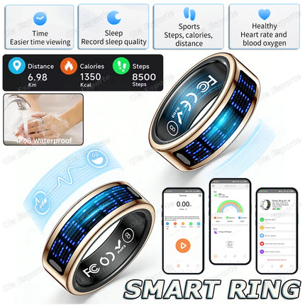 SR16 Smart Ring Men Women LED Dynamic Display Screen Heart Rate Blood Oxygen Monitoring 5ATM Waterproof Multi Sports Modes Gifts