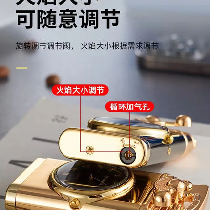 Creative Real Watch Metal Rocker Arm Butane Gas Torch Lighter Windproof Double Jet Flame Cigar Lighters Smoking Gadgets For Men