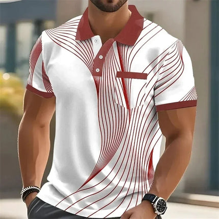 Men's Fashion Colorful Pattern 3D Digital Printing Design Short Sleeve Polo Shirt Quick Drying Comfortable Casual Basic Daily