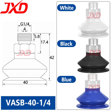 JXD Vacuum Suction Cup for Industrial Manipulator: VASB-30-1/8, Silicone Suction Nozzle VAS-15-1/8, Metal Fitting Suction Cup