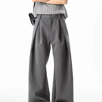Streetwear Wide leg Casual Pants Men Harajuku Curved Suit Pants Black Flared Long Trousers High-quality Breand Oversize Baggy