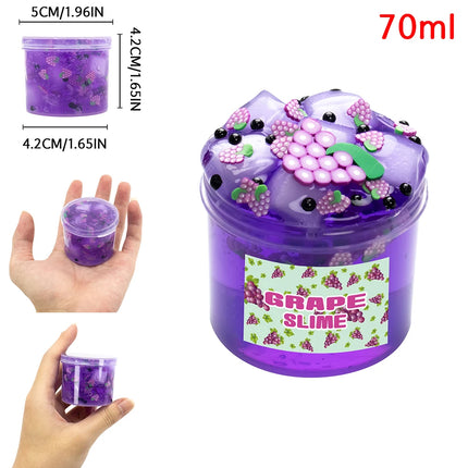 70/300ml Large Crunchy Crystal Slime Kit - Leaf Watermelon Grape Premade Slime Pack Set Non-Sticky Jelly Cube Slime for Party