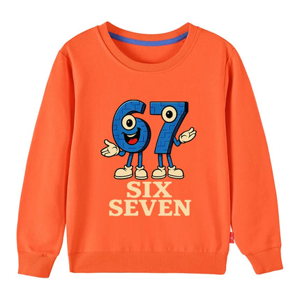 67 Six Seven Funny Digital Graphic Kids Sweatshirt 3-12Years Children's Hoodie Boys Casual Long Sleeve Tshirt Girls Cute Tops