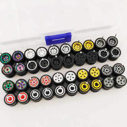 20 Sets 1/64 Wheels Rubber Tires Diameter 9.8mm 11mm 14mm 17mm for Matchbox/Domeka/HW 1:64 Diecast Alloy Car Models