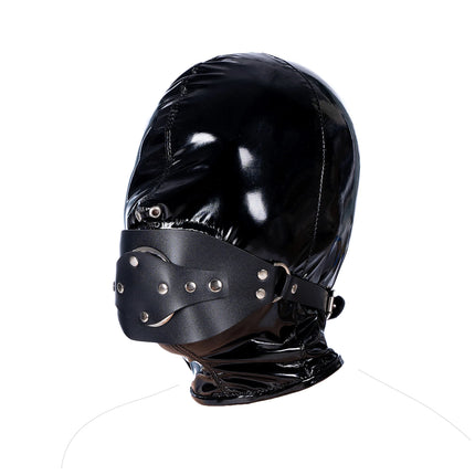 Sexy Fetish Full Head Hood Couple Adult Cosplay Games PU Leather Mask Hood Halloween Party Bondage Face Cover Role Play Costume