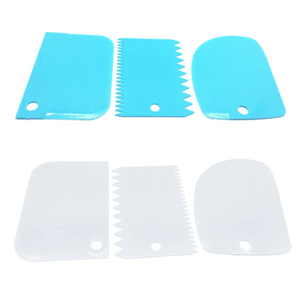 3Pcs Cream Scraper Suit DIY Kitchen  Straight Arc Tooth Shape Cream Bread Cutter Plastic Cake Pasty Scraper Baking Fondant Tools