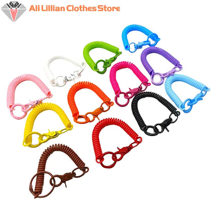 Colorful Lobster Clasp ID Card Holder Lanyard Keyring Anti-lost Spring Rope Retractable Keychain Mobile Phone Chain
