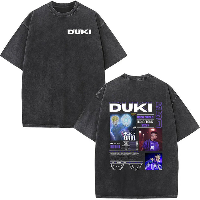 Rapper Duki Modo Dlablo Vintage Washed T-shirt Mens Women Clothing Fashion Hip Hop Short Sleeve Oversized T-shirts Streetwear