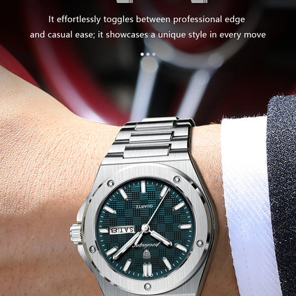 POEDAGAR Original Men Clock Quartz Date Week Luxury Man Wristwatch Waterproof Luminous Stainless Steel Sport Men's Watches Reloj