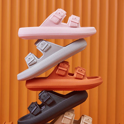 Fashion Buckle Thick Platform Slippers Women Home Soft Sole eva Cloud Slides Sandals Woman 2025 Summer Non Slip Beach Flip Flops