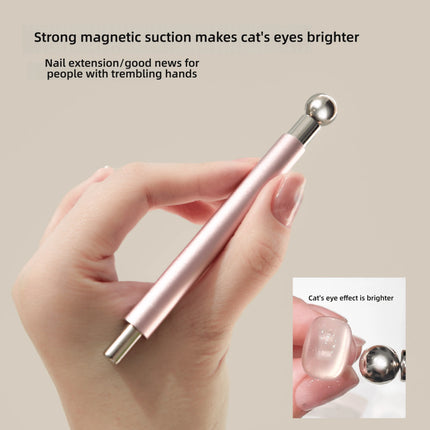 1Pcs Glass Bead Effect Nail Magnetic Stick ﻿Double Head Cat's Eye Magnetic Pen Strong Magnet Steel Ball Detachable Manicure Tool