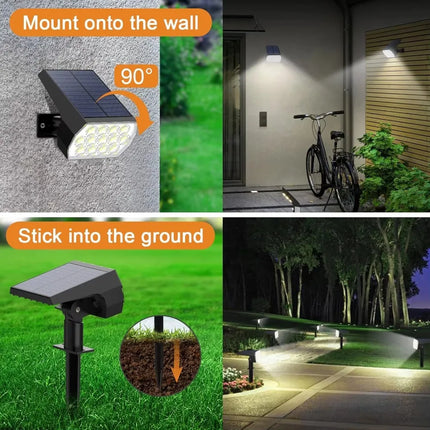 52 LED Solar Spot Lights Outdoor IP65 Waterproof with 3 Modes Landscape Lighting for Walkway Yard Garden