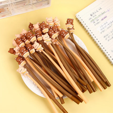 10Pcs/Lot Creative Little Bear Shaking Pens Cute Carrtoon Bear 0.5mm Black Ink Soft Gel Pen Kids School Office Stationery Gifts