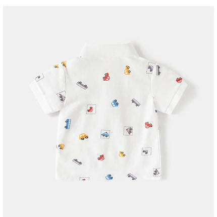 MILANCEL New Summer Kids Polo Shirt 2-6T Cartoon Car Boys T-shirt Korean Version Thin Girls Lapel Tee Children Clothes Tops