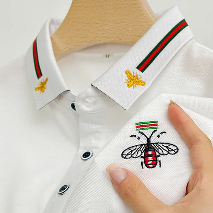 Brand Design Quality Men's POLO-Shirt Lapel Bee Embroid Short Sleeve New Summer T-Shirt Business Classic Fashion Trend Menswear