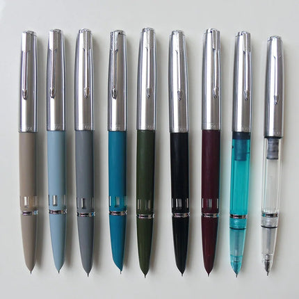 NEW Wingsung 601 Press Piston Fountain Pen Iridium EF/F Nib Steel Cap Vacumatic Resin Ink Pen School Stationery Office Supplies