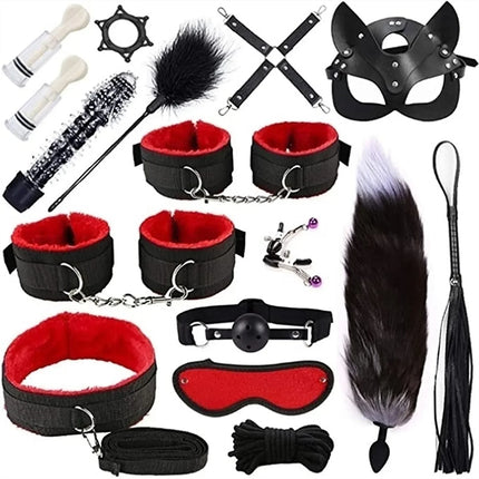 Leather Bondage Set BDSM Fetish Handcuffs Collar Erotic Toys Women Couples Adult Play Erotico Sexy Toys Sex Toys for Women Slave