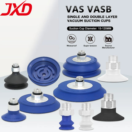 JXD Vacuum Suction Cup for Industrial Manipulator: VASB-30-1/8, Silicone Suction Nozzle VAS-15-1/8, Metal Fitting Suction Cup