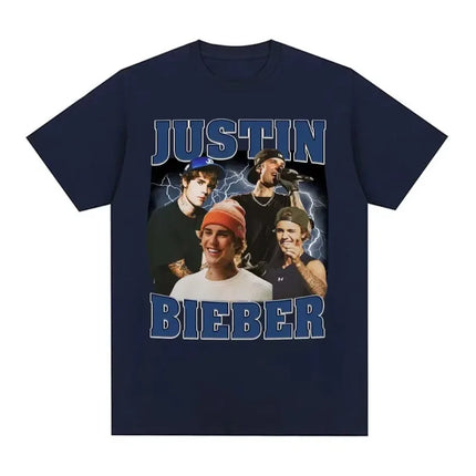 Rap Singer Justin Bieber 2025 Tour Pattern T-shirt for Men and Women Harajuku Fashion Pop Music Casual Short-Sleeved T-shirt
