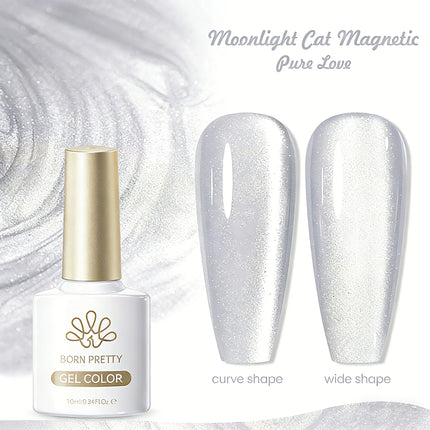BORN PRETTY 10ml Flow Light White Cat Magnetic Gel Nail Polish Ultra Shine Soak Off UV Gel Mirror Glass Bead Gel Nail Art