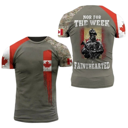 Canada Flag T Shirt Men Maple Emblem Camouflage Tops Pop 3D Jungle Camo Print Proud of Canadian T-shirt Beige Field Short Sleeve