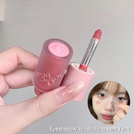 Gege Bear Smooth Multi-purpose Cream Expansion Color Blush Not Easy to Fade Nude Matte Velvet Lip Glaze