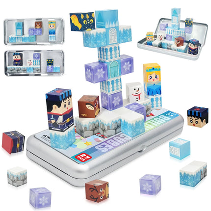 Children's Iron Box Magnetic Block Set, Ice and Snow Castle Stacking Magnet Toys, Free Building Toys, Children's Puzzle Toys