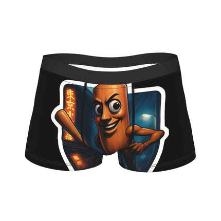 John Pork Tung Tung Sahur Calling Brainrot Meme Boxer Brief Underwear Trenky Man Comfortable Boxer Shorts Plus Size Panties