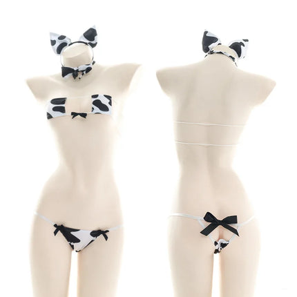 Anime Cartoon Cow Series Bodysuit Underwear Maid Unifrom Costume Kawaii Girl Bikini Swimsuit Set Sexy Lingeri Outfit Cosplay