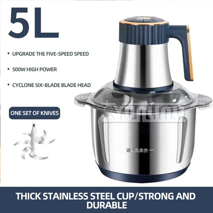 5L Electric Meat Grinder Stainless Steel Meat Cutting Grinding Machine Multifunctional Food Crusher