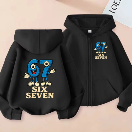 Hot Six Seven Children's Zip Up Hoodies Funny 67 Brainrot Zipper Hoody Clothes Kid Girl Boy Baby Casual Fashion Tops Sweatshirts