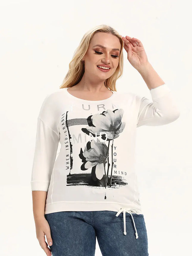 Womens plus size woven round neck shirt belongs to the category of women's clothing