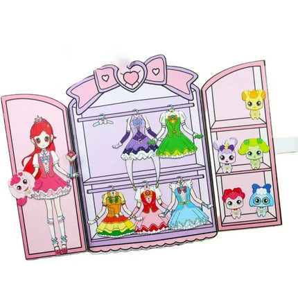 No Cutting Paper Doll House Girl Play Repeatedly Handmade Paper Doll Quiet Book DIY Toy Princess DIY Cute Princess Book